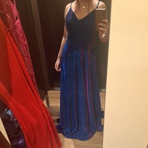 Blue Shimmery & Glittery Pink Formal Dress, Size Medium